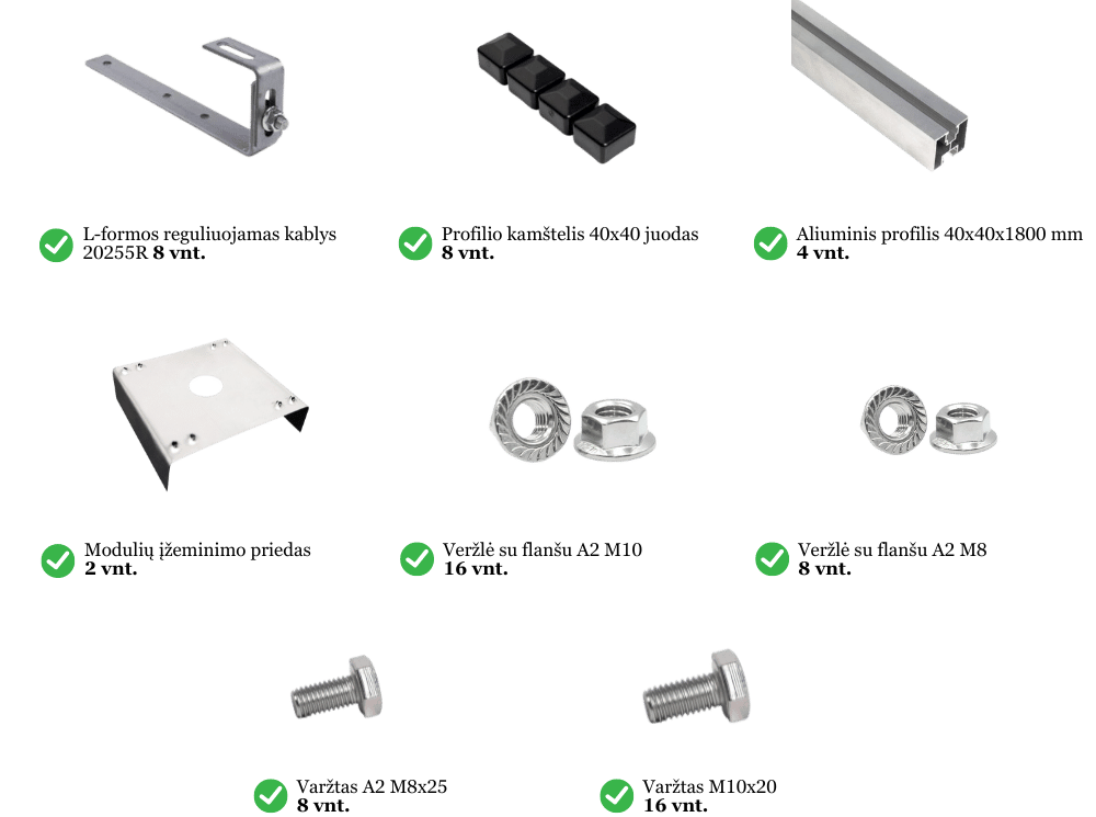 800w Balkoninės saulės elektrinės komponentai