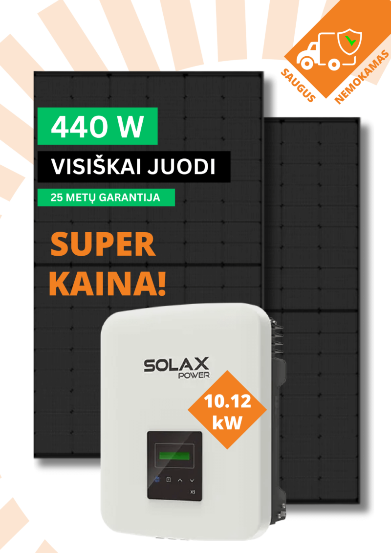 10kW saulės elektrinės komplektas Solax + Jinko